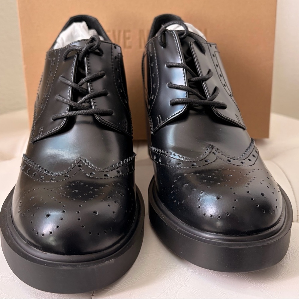NIB Steve Madden Poetta Oxford Shoes in Black Box - Picture 2 of 5
